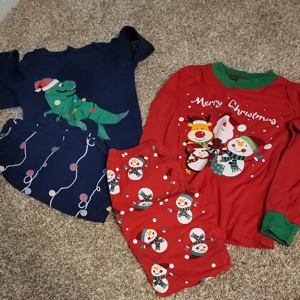 Kids Christmas Pajama Set - Red and Blue